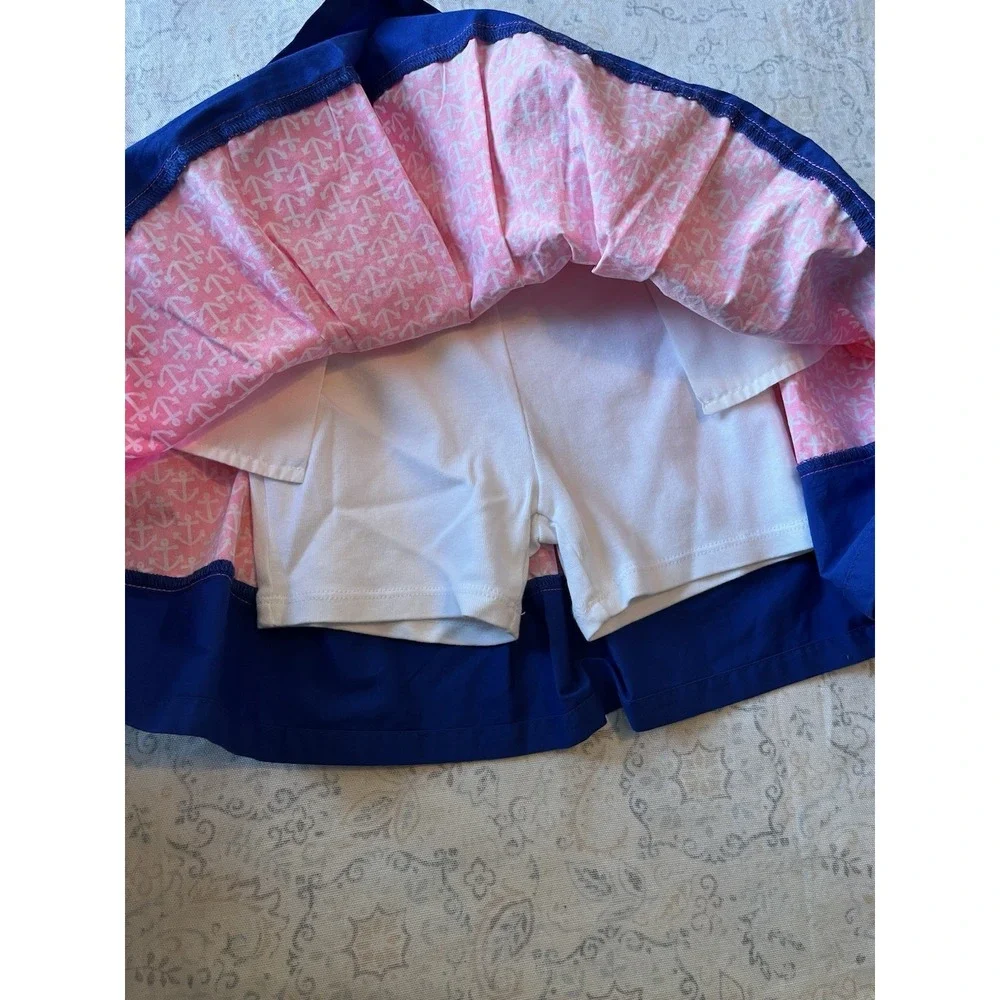 GYMBOREE Girl Size 6 3 Piece Top Skirt and Hat Set White Pink Blue Nautical Anch